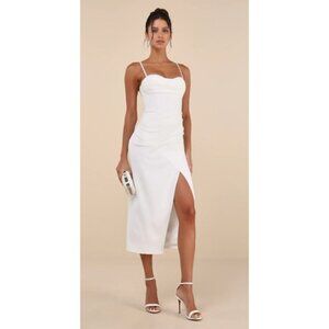 LuLu's XXL NWT Always Turning Heads White Bustier Tulip Dress Wedding Cocktail